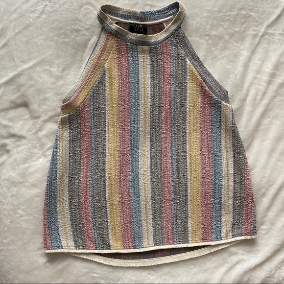W5 striped knit halter top M new without tags - Picture 3 of 6
